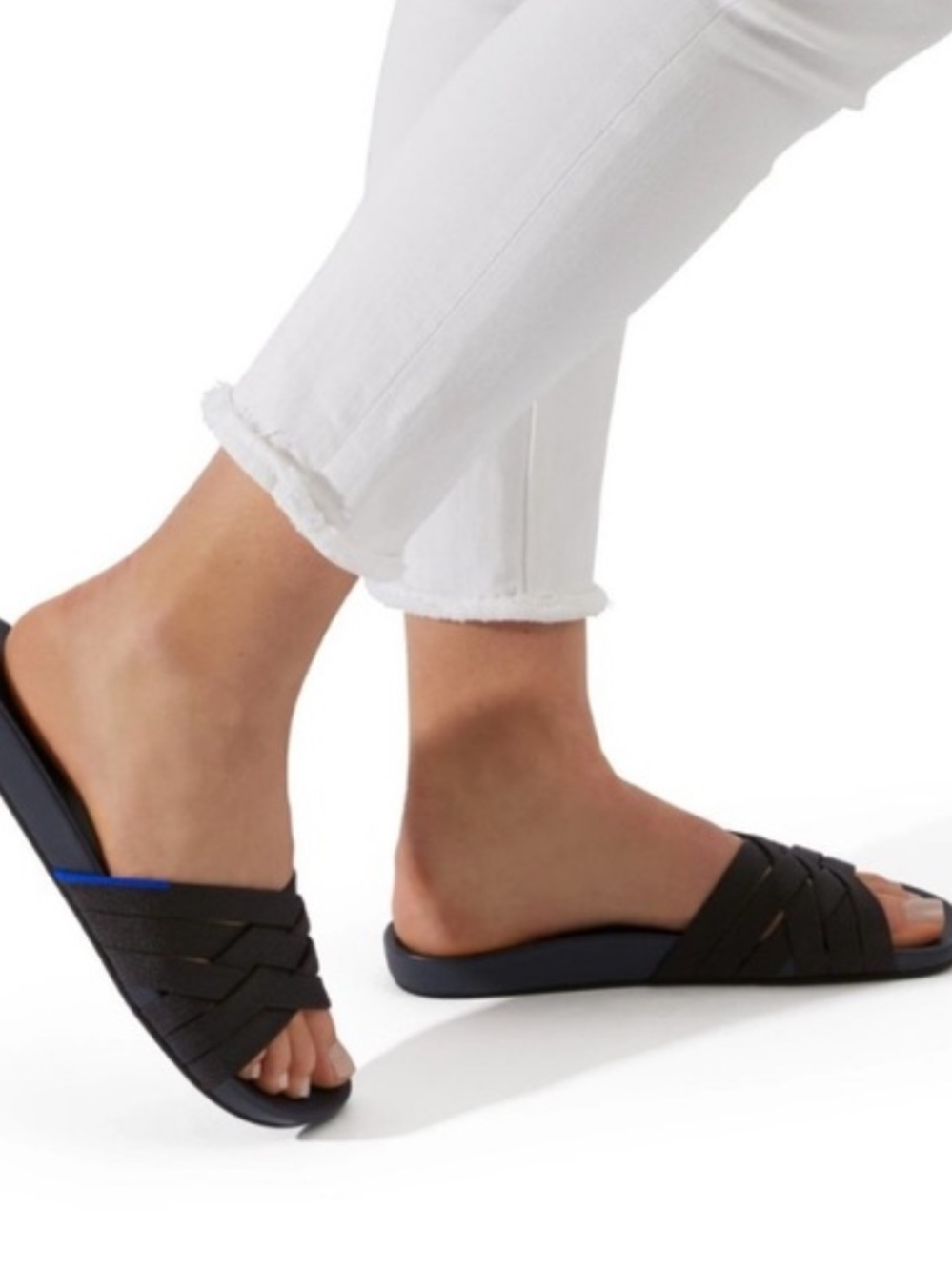 Rothy’s The Slide Sandal in Black Woven | Size 7